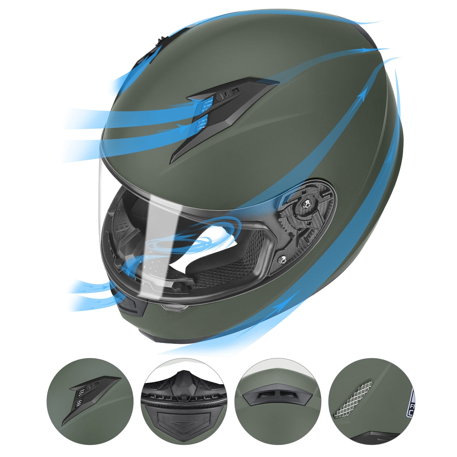 GLX GX11 Compact Motorcycle Helmet - Camo, Small - Full Face w/ Tinted Visor, DOT Approved
