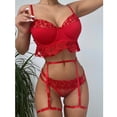 thumbnail image 4 of Gibobby Conjunto Lencería Tanga Y Bralette Nueva sexy lencería de encaje ropa interior ropa de dormir anillo de pijamas liguero(Rojo, XL), 4 of 5