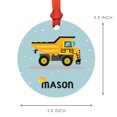 thumbnail image 3 of Koyal Wholesale Personalized  Metal Christmas Ornament, Yellow Construction Truck Dump Truck, 1-Pack, 3 of 3
