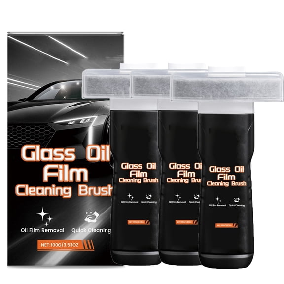 Glass Oil Film Remover for Car, Q4 Glass Guard, Glass Emulsionoil Oil Film Purification for 𝐆lass Surfaces,Automotive Oil Film Cleaning Brush,Car Windshield & Window Cleaner Tool for Improve Clarity