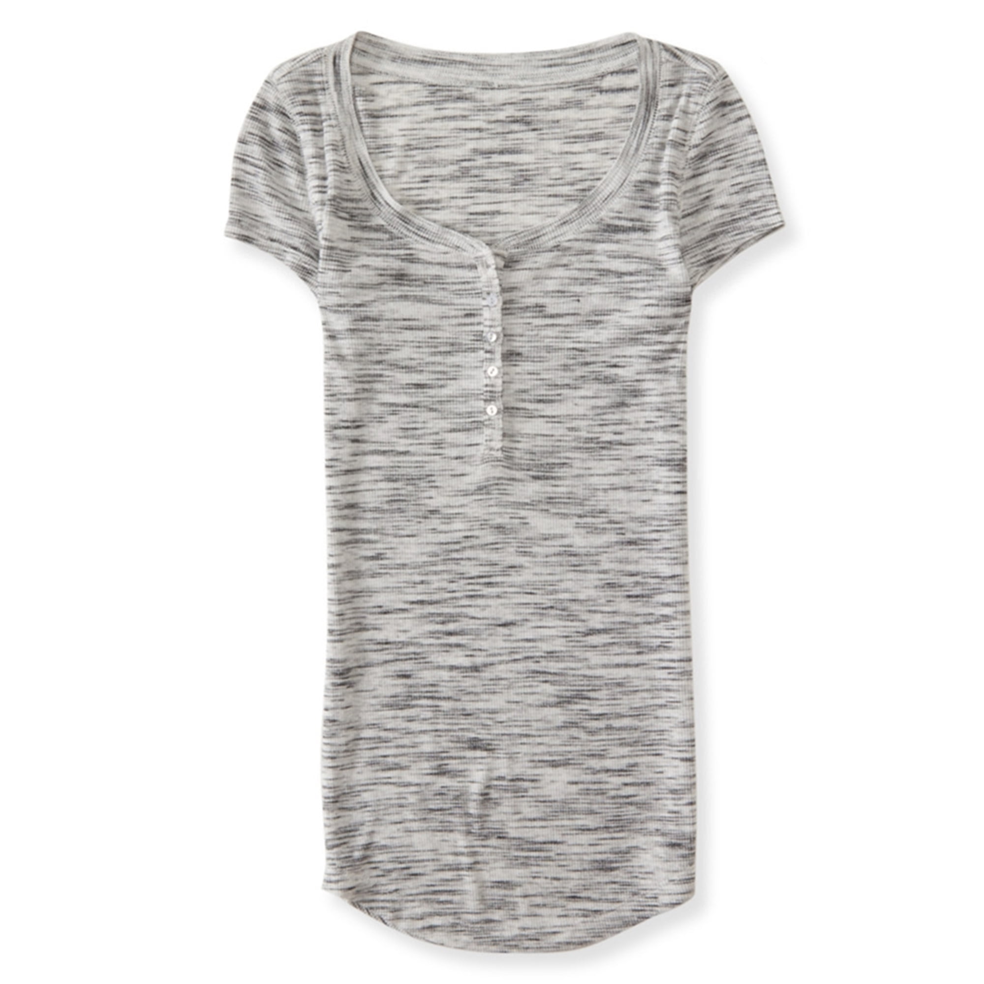 Aeropostale Womens Ribbed Henley Shirt, Grey, Large