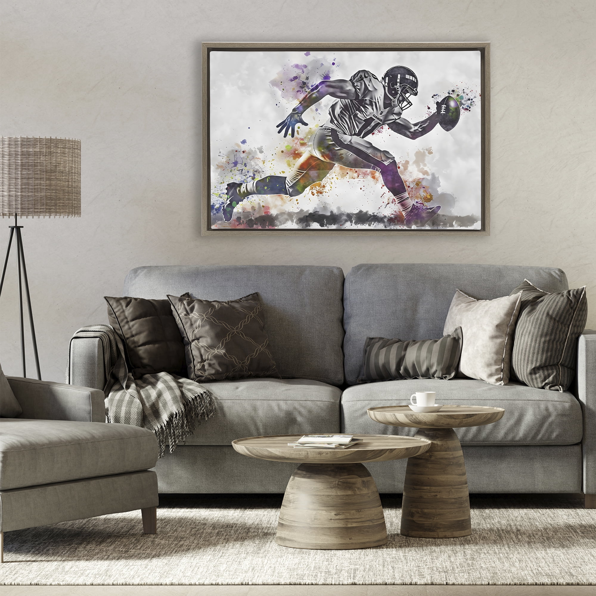 Stupell Industries Endurance Football Sprint Brown Framed Floater Canvas Wall Art, design by Creative Studio