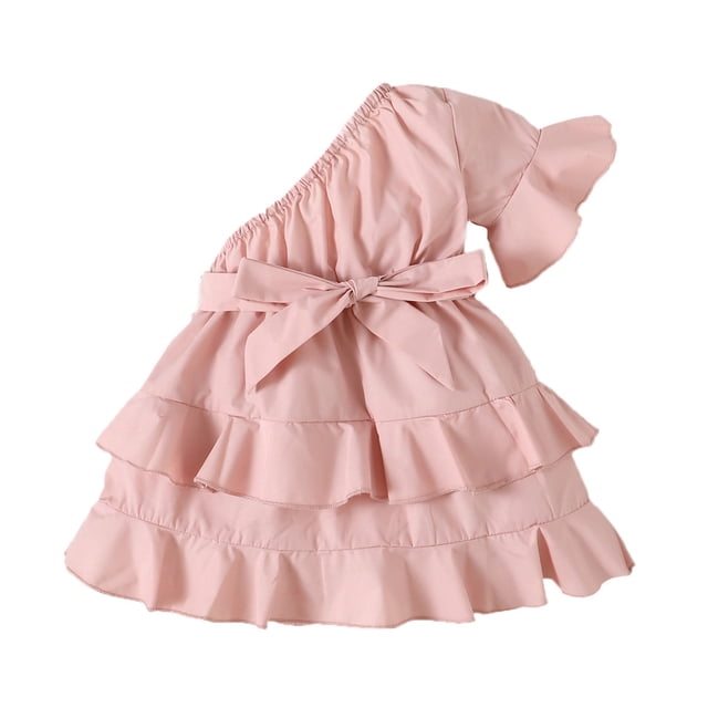 adviicd Easter Dresses for Girls Girls Summer Dress Ruffle Floral Spaghetti Strap Casual Sundress Tiered Midi Dress Pink,6M
