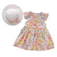thumbnail image 1 of PEASKJP Baby and Toddler Girls Floral Printed Sleeveless Smocked Sun Dress Ruffle Dress Pink, Sizes 130, 1 of 2