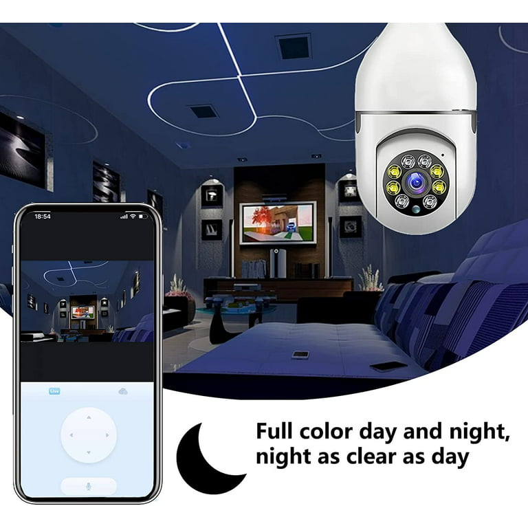 360 Camera, Light Bulb Camera Full HD 1080P, 5GHz WiFi Camera with 18 Mth  Cloud Storage, Night Vision Motion Detection Wireless Camera Home Security
