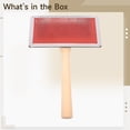 thumbnail image 5 of Pet Hair Brush for Dogs and Cats, Dog Grooming Brush with Wooden Handle, Medium Sized Slicker Brush, Steel Bristles, Deep Cleaning, Removes Loose Undercoat, Red, 4.5 x 3.5 x 1.8 in / 11.5x9x4.5cm, 5 of 8