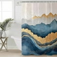 thumbnail image 2 of Hokiten Shower Curtain, Teal Golden Fabric Shower Curtains for Bathroom, Modern Oil Painting Art Bath Curtain Waterproof Bathtub Curtains with 12 Hooks, Standard 72" x 72", 2 of 7
