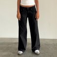 thumbnail image 5 of Cyglowse Women's Y2k Low Rise Baggy Jeans Washed Straight Wide Leg Denim Pants Casual Loose Vintage Fit Boyfriend Jean Denim Pants Black 2XL, 5 of 6