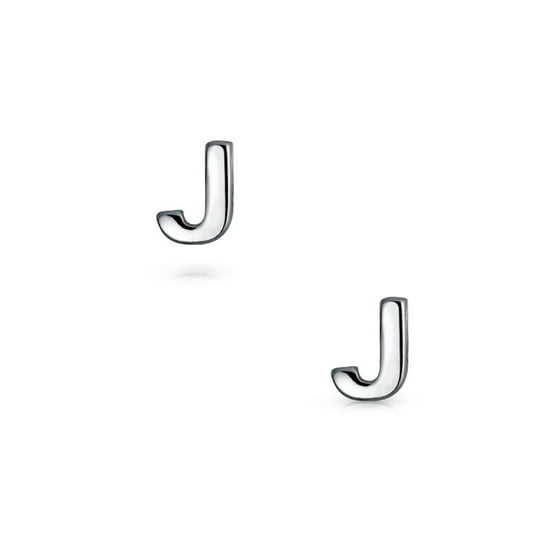 Bling Jewelry - Modern Alphabet Letter J Initial 925 Silver Stud