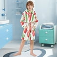 thumbnail image 5 of FORMRS Niños Bathrobe Unisex Hooded Robe Soft Plush Pajamas Sleepwear, Size 2-3T, White Apple Pattern, 5 of 7
