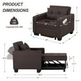 thumbnail image 6 of Pull Out Convertible Sleeper Sofa Bed with Storage USB Port Cup Holder Side Pocket Pillow Adjustable Backrest, Cream, 6 of 11