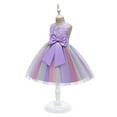 thumbnail image 4 of NiSHUIHAN Cute Dress Toddler Girls Color Net Yarn Bowknot Birthday Party Flowers Gown Kids Dresses Purple 3-4 Years, 4 of 9