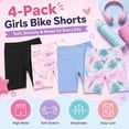 thumbnail image 2 of Girls 4 Pack Bike Shorts Stretchy, Soft High Waist Athletic Shorts for Kids with Fun Prints Colors Ideal for Dance, Play, Biking, or Everyday Wear (Sizes 4-14), 2 of 7