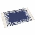 thumbnail image 2 of Coastal Coral Bath Rug 2x3ft Woven Bathroom Entryway Runner Rug,Navy Blue Ocean Marine Nautical Beach Washable Living Room Hallway Bedroom Kitchen Carpet with Tassels,Indoor Outdoor Throw Doormat, 2 of 5