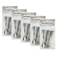 Appetizer Tasting Spoon Mini Cutlery 4" Silver Plastic Disposable 5 pack (100)