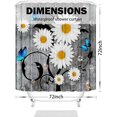 thumbnail image 5 of Floral Butterfly Grey Shower Curtains for Bathroom, White Daisy Farmhouse Rustic Shower Curtain, with 12 Hooks, Fabric Flower Bathroom Shower Curtains, 71x71inch, 5 of 6