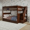 thumbnail image 2 of Dover Full over Full Wood Staircase Bunk Bed with Drawer & Trundle in Walnut, 2 of 10