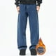 thumbnail image 1 of Pantalones vaqueros gruesos de felpa para hombre, de longitud completa, con cordón elástico, holgados, de pierna recta y de gran tamaño, pantalones largos para hombre., 1 of 5