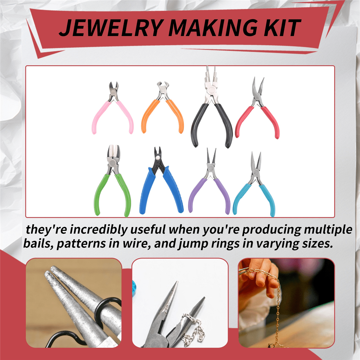 Jewelry Pliers, 8Pcs Jewelry Making Pliers Tools, Jewelry Making Pliers Tools, for Jewelry Repair, Wire Wrapping, Crafts Metal Black,1set x Jewelry Pliers