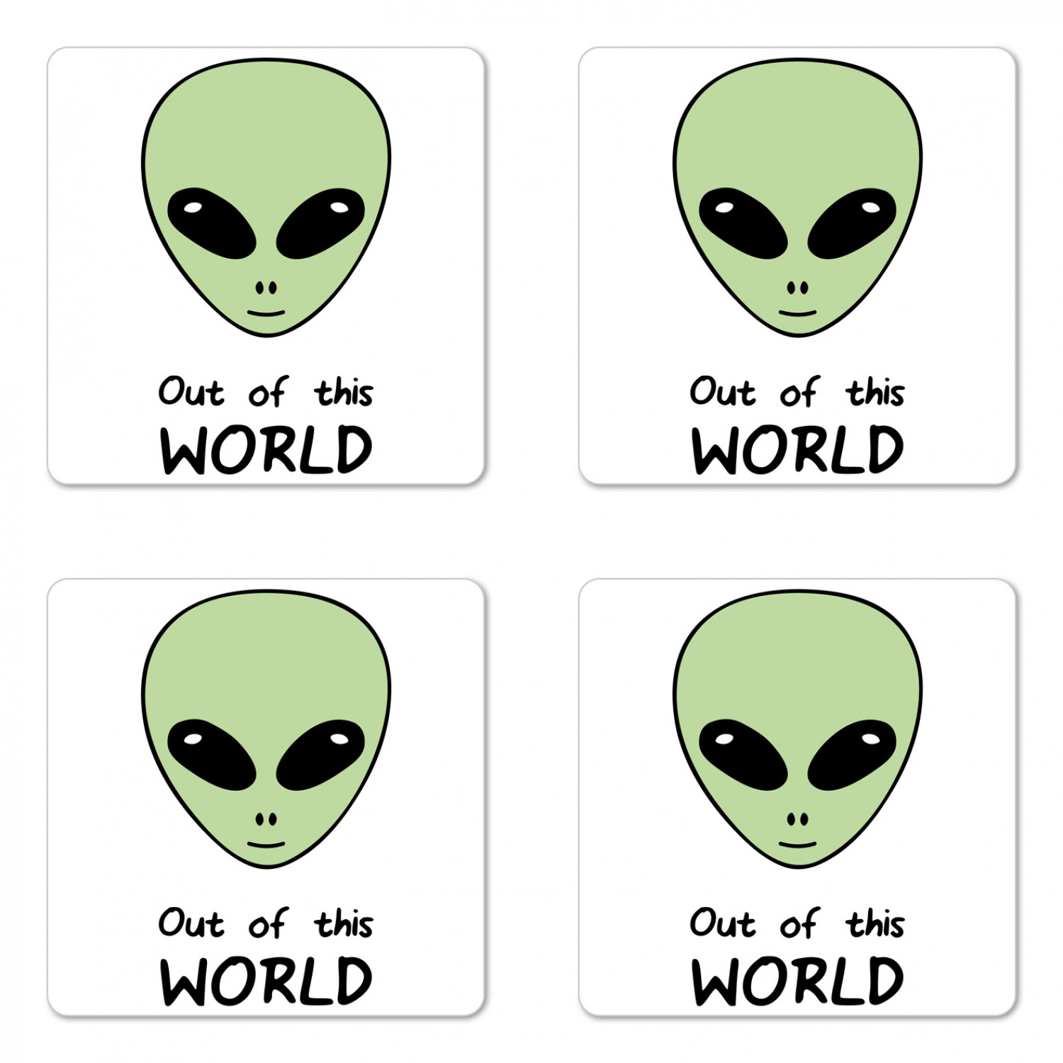 Alien Coaster Set of 4, Out of This World Extraterrestrial Creature ...