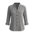 thumbnail image 4 of Neewe Womens Classic Plain Shirt Casual Collar Long Sleeve Loose Fit Button Down Tops Daily Outfits, 4 of 5