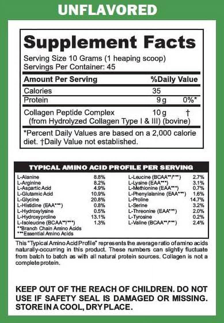 LifeSource Vitamins Collagen Peptides Powder – Hair, Skin, Nail & Joint Health, Collagen Type I & III, 45 Serving