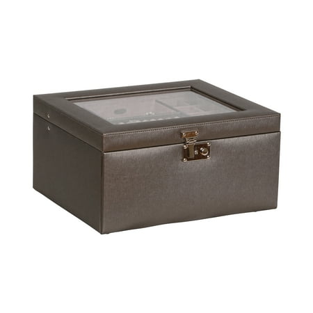 Mele Designs Linden Glass Top Fashion Jewelry Box in Textured Faux Leather