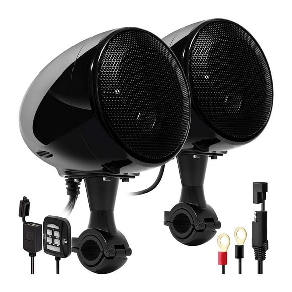 Upgraded 4 Inch Waterproof Motorcycle ATV Stereo Bluetooth Speakers With 300W Built-in Amplifier USB AUX MP3 ,High Sound