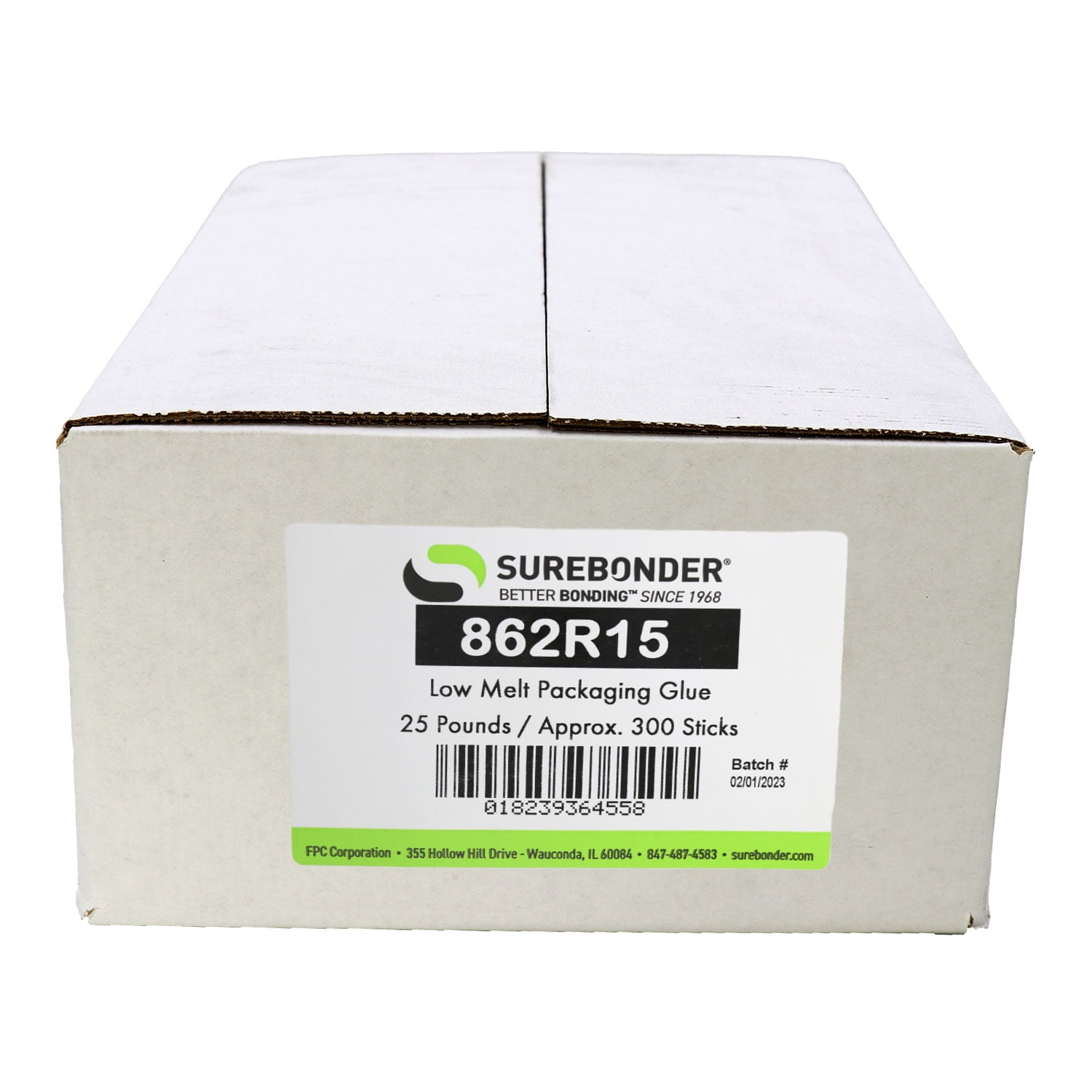 Surebonder 862R15 Full Size, Low Temp, Fast Set, Packaging Hot Glue Sticks - 15" - 25 lb Box, Amber