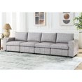 thumbnail image 2 of Williamspace 130" Modular Sectional Sofa Modern 4 Seat Upholstered Convertible Sofa Couch Comfy Fabric Sofa for Living Room Apartment, Light Grey, 2 of 7