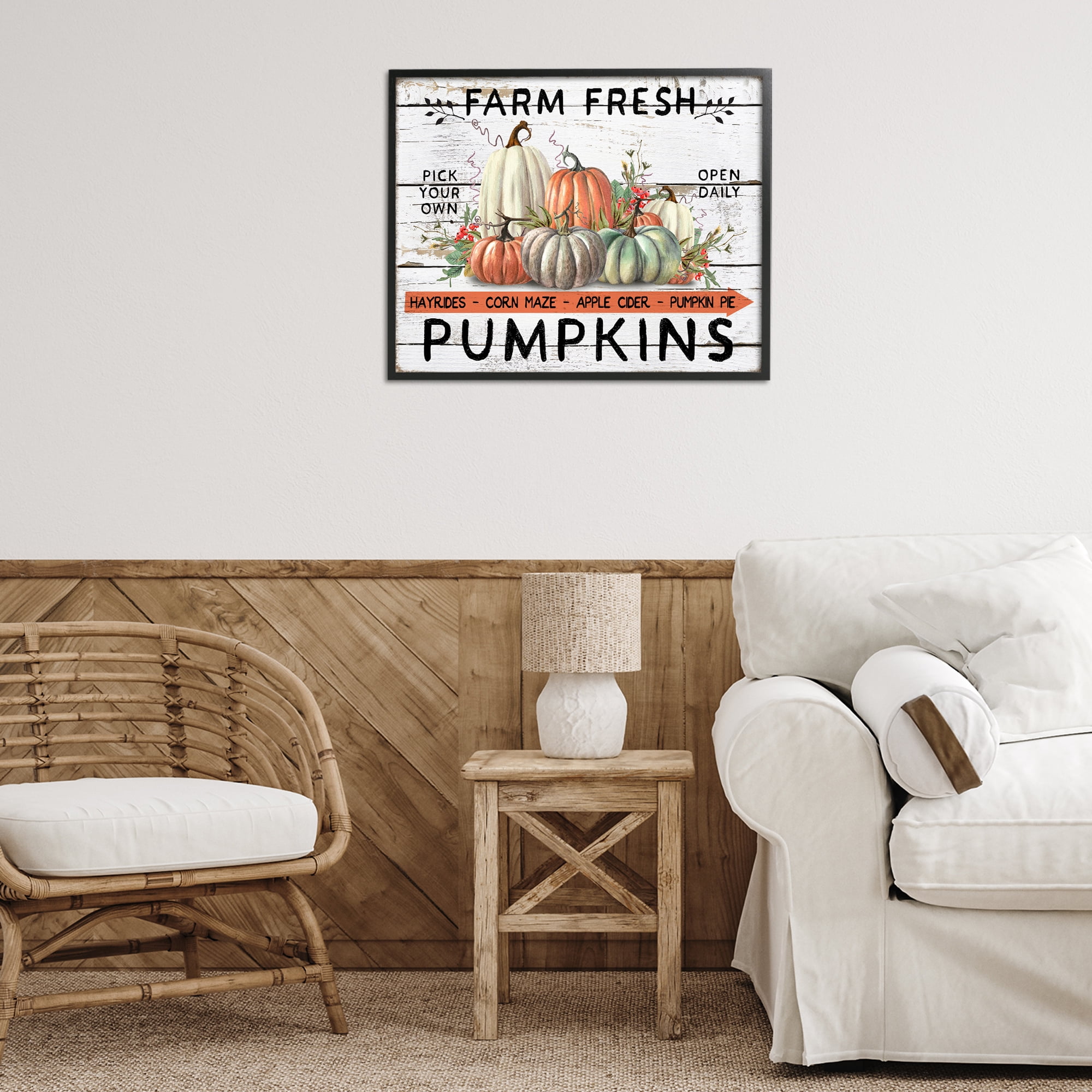 Stupell Industries Fresh Pumpkin Mound Holiday Painting Black Framed Art Prints Wall Art, 30 x 24