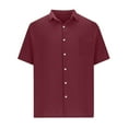 thumbnail image 3 of Men's Business Casual Shirts Fashion Solid Color Turn-Down Collar Button Short Sleeve Blouse Summer Tee Shirts, 3 of 5