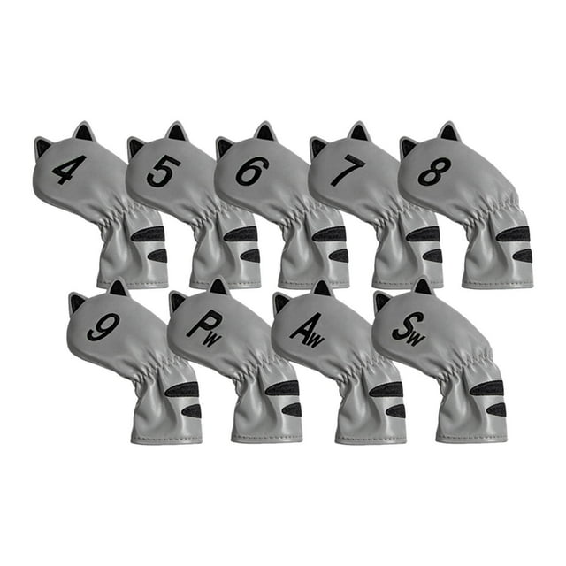 facefd Golf Head Covers Mallet Putter Professionals Outdoor Training Equipment 9pcs Iron Cue Grey