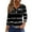 Y#01-Black, variant on Going Out Tops for Women Button Decor V Neck Tops 3/4 Sleeve Summer T-Shirts Striped Print Casual Dressy Tops Tunic