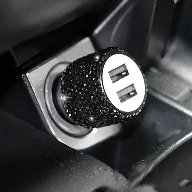 Bling-cargador USB para coche, adaptador rápido de doble puerto, 5V, 2.1A, rosa, decoración de coche, estilo de coche, accesorios de coche, Interior para mujer, nuevo