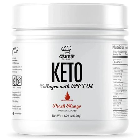 Genius Gourmet Keto Collagen Powder with MCT OIL - Peach Mango