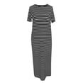 thumbnail image 4 of TSADFHJI Jupes à Sequins pour Femmes Motif Rayures Rouges Poche Latérale Robe T-Shirt Décontractée pour Femmes Manches Courtes avec Ourlet Fendu Col Rond Robe de Mode TTG Noir, 4 of 4
