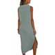 thumbnail image 5 of TaTaai Women Casual Solid Color Sleeveless Lapel Collar Button Front Cotton Linen Dress Lightweight Comfortable Long Dress for Summer Daily Outfits Gift, 5 of 7
