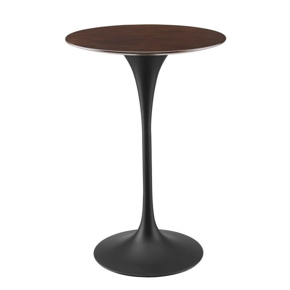 Bar Table, Round, Wood, Metal Steel, Black Dark Brown, Modern Contemporary Urban Design, Bar Pub Cafe Bistro Hotel Restaurant Hospitality