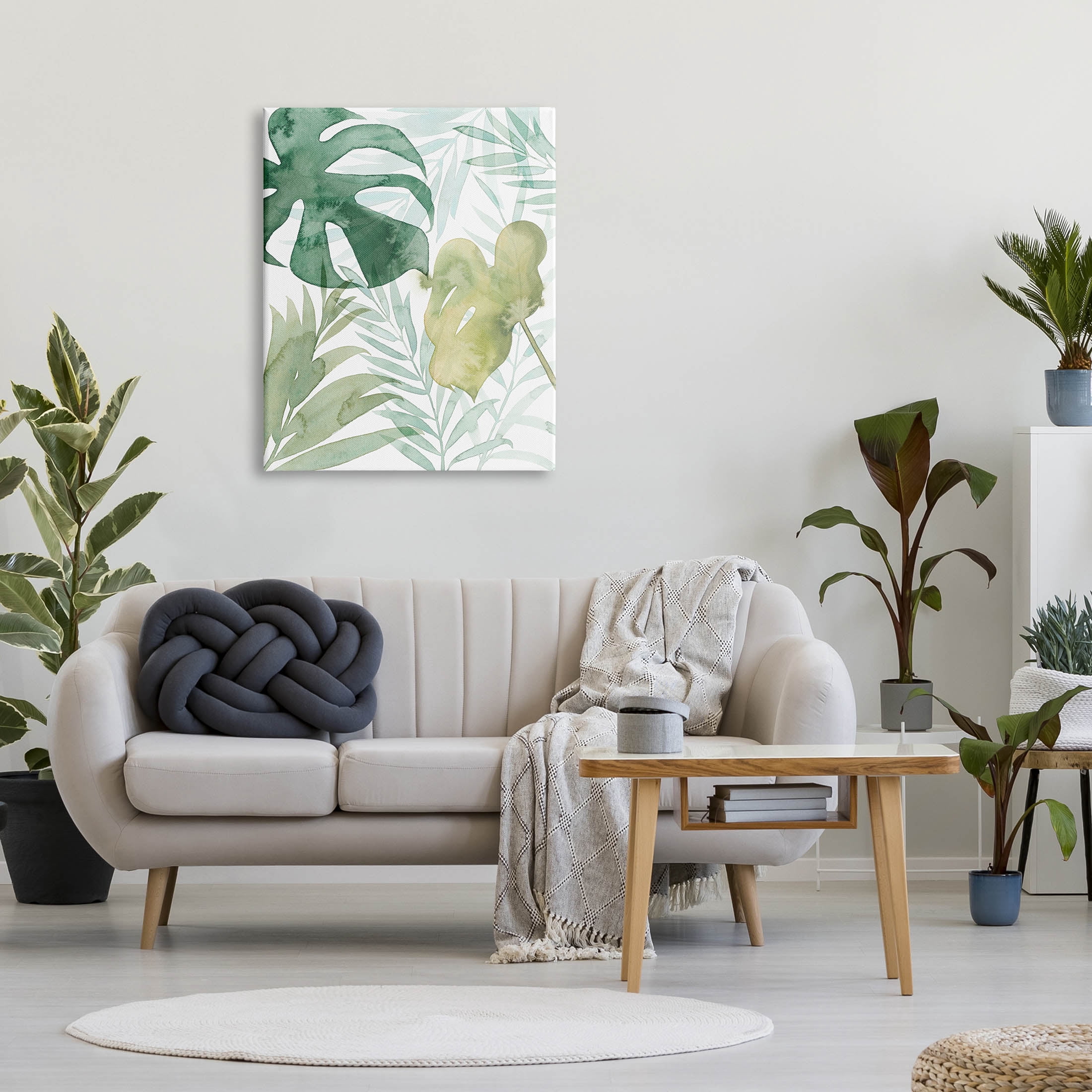Layered Tropical Botanical Leaves Botanical & Floral Graphic Art Gallery Wrapped Canvas Print Wall Art