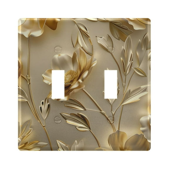 Luxury Flower and Leaf Light Switch Plate Covers 2 Gang Wall Plate Plastics Outlet Covers for Kitchen Home Office Decor