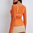 thumbnail image 6 of Women Y2K Lace Floral Crop Top Long Sleeve Sheer Mesh See Through T Shirts Slim Fit Going Out Tees Tops Streetwear, 6 of 7