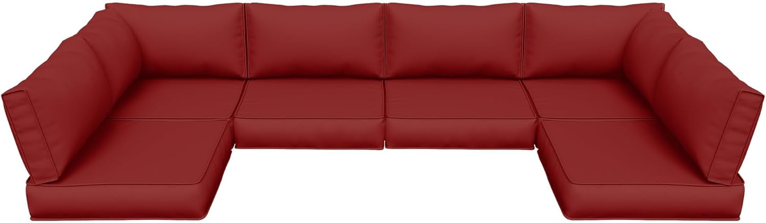 Poteban Outdoor Cushions for Patio Furniture Replacement, Waterproof Patio Furniture Cushions, Deep Seat Patio Cushions, Patio Seat Cushions for Outdoor Sectional (Wine Red)