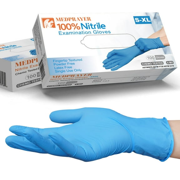 MEDPRAYER Nitrile Disposable Gloves, Latex & Powder Free, Food Safe Blue (XL, 100 Count)