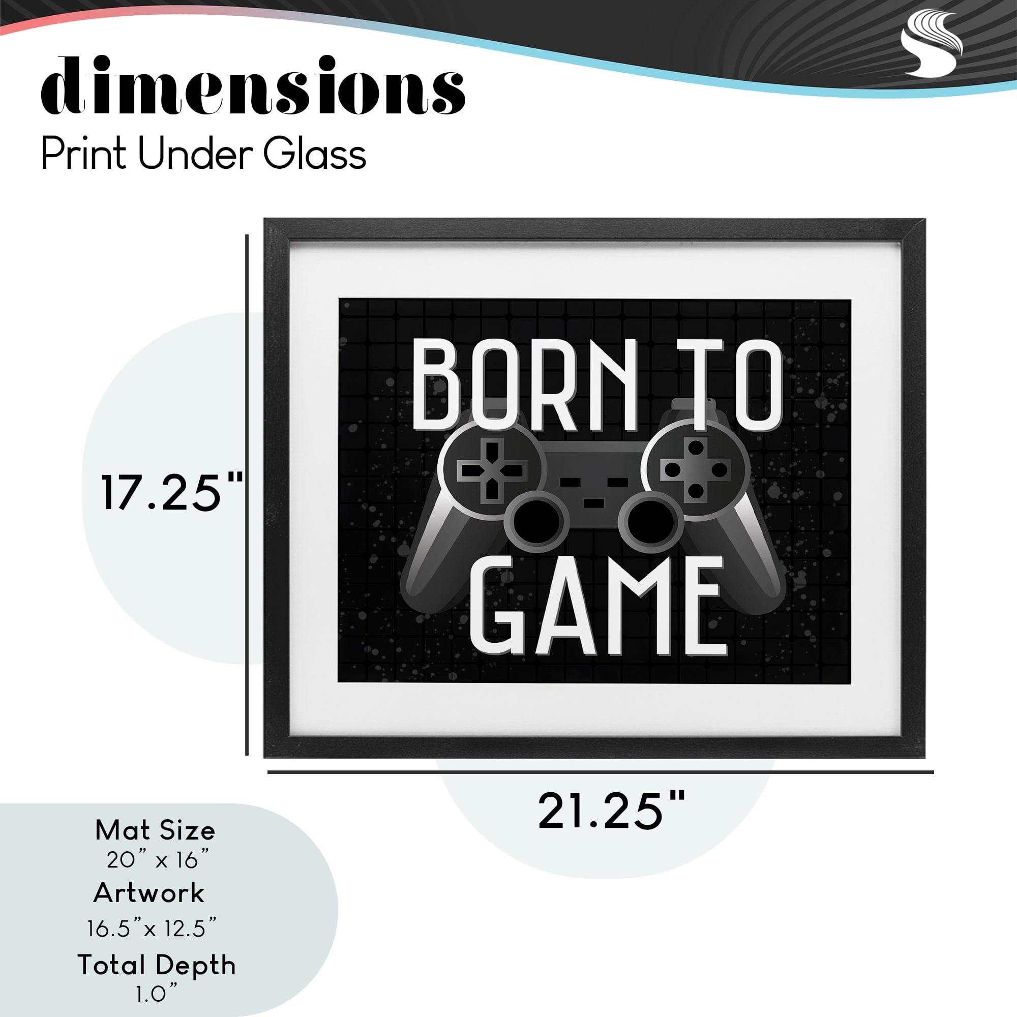 Stupell Industries Born To Game Retro Black Framed Print Under Glass, design by Kim Allen