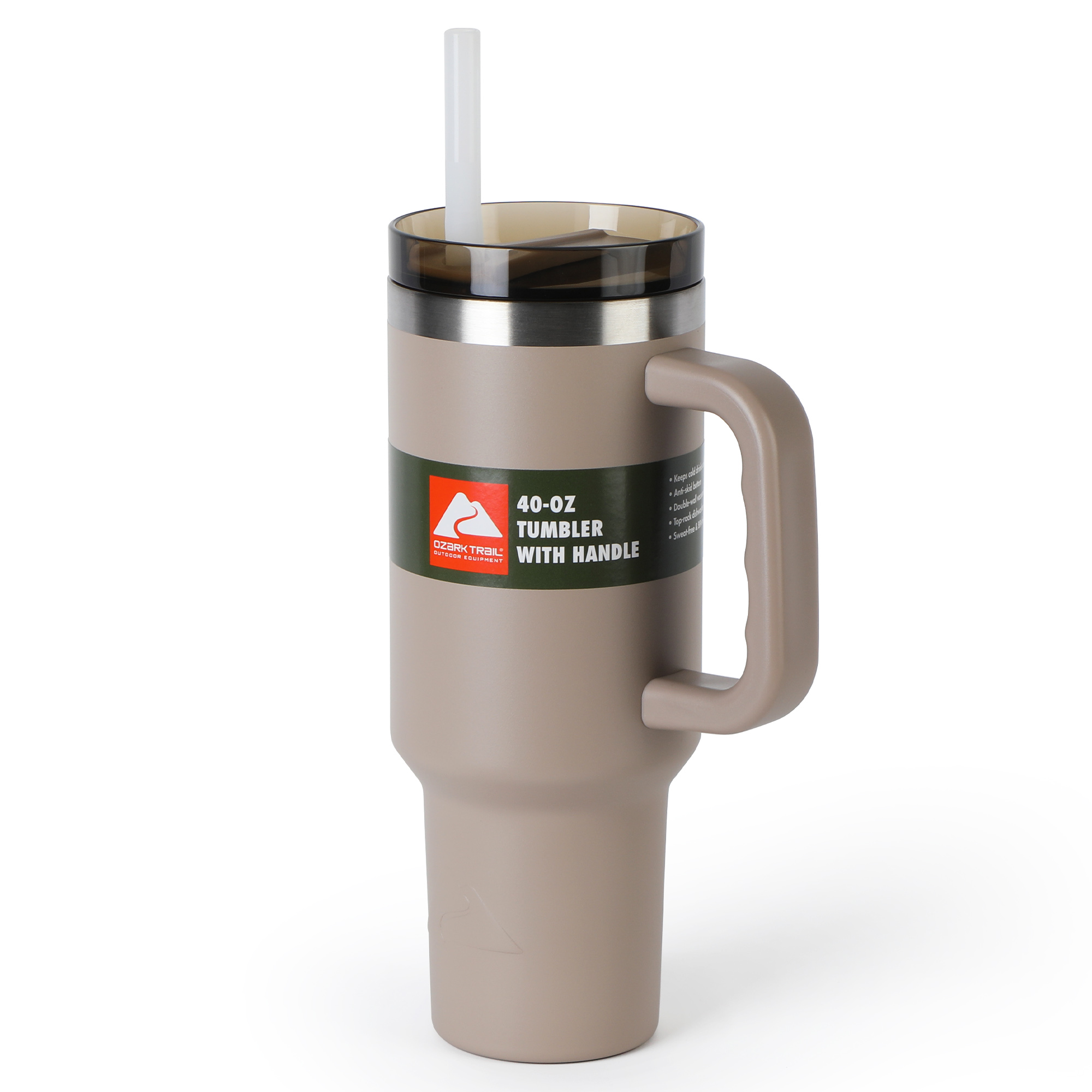 Ozark Trail 40 oz Insulated Tumbler with Handle, Tan photo 4