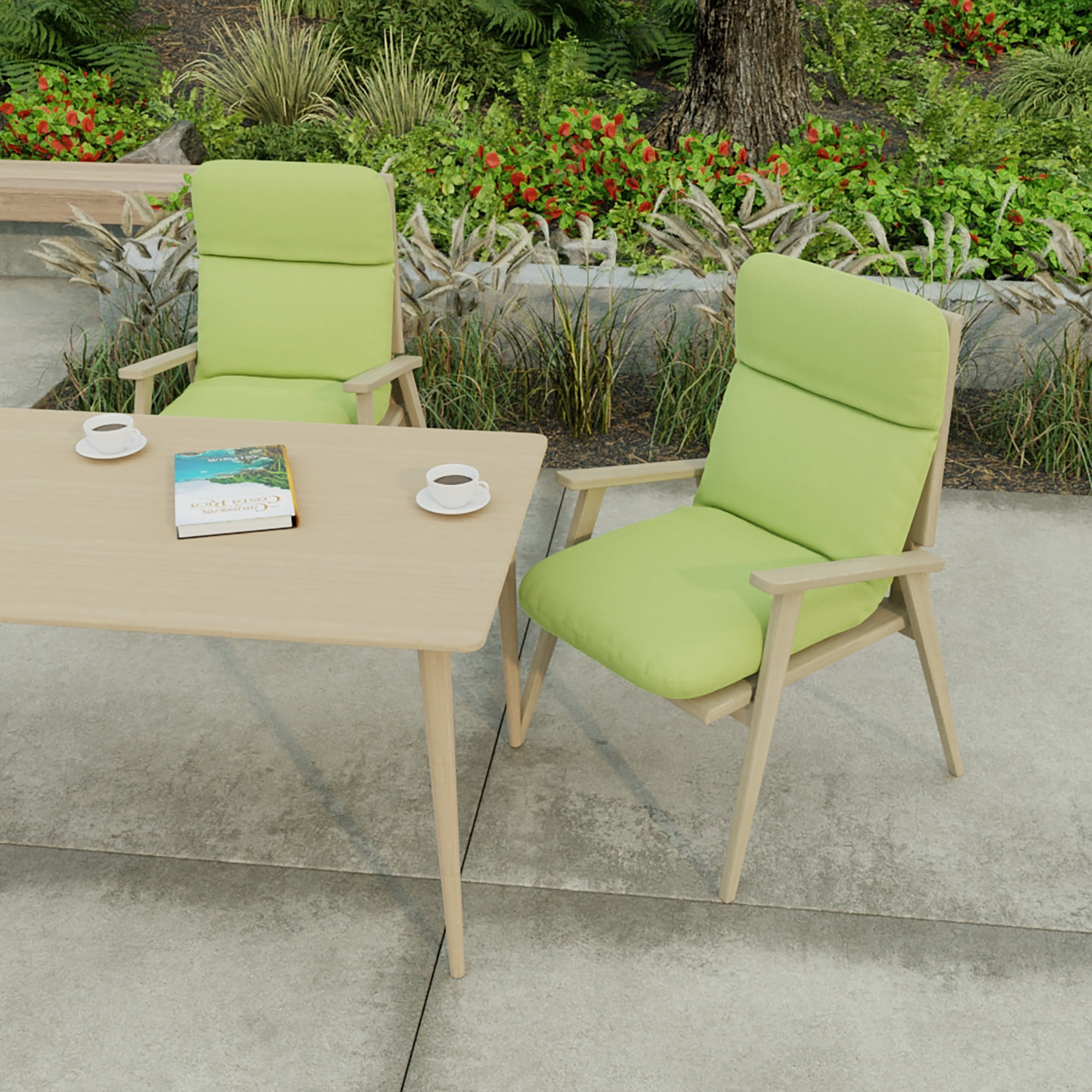 Jordan Manufacturing 45" x 22" McHusk Leaf Green Crosshatch Rectangular Outdoor Chair Cushion with Ties and Hanger Loop