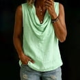 thumbnail image 2 of VNKIDY Womens Cowl Neck Sleeveless Solid Color Textured Tank Top Loose Curved Hem Breathable Summer Casual Daily Vest Tops For Ladies Classic Top XXXL, 2 of 4