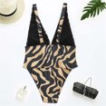 thumbnail image 4 of Bikini sexy de una pieza con cuello en V para mujer con almohadilla en el pecho y sin estampado de leopardo con aros Fridja  nalpqowj24431, 4 of 5