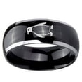 thumbnail image 2 of Tungsten Penguin 8mm Glossy Black 2 Tone Dome Polished Edges Men Ring, 2 of 2
